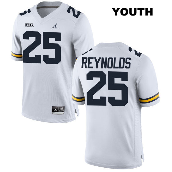 Youth NCAA Michigan Wolverines Hunter Reynolds #25 White Jordan Brand Authentic Stitched Football College Jersey UO25N46NG